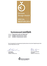 German Design Award Systemwand saniQub